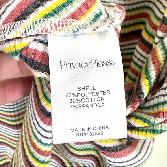 PRIVACY PLEASE Striped Off Shoulder Mini Skater Dress Ribbed Stretch, Size M - Picture 5 of 7